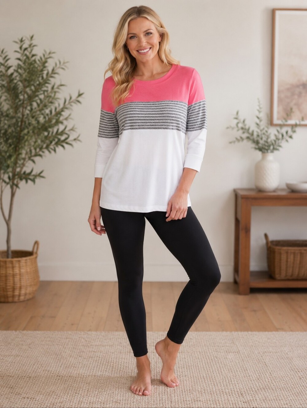 Market & Spruce Coral Tight Knit Top